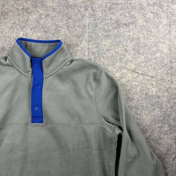 Eddie Bauer Pullover Mens Medium Fleece Snap Mock Neck Slate Gray Outdoor - Picture 2 of 11